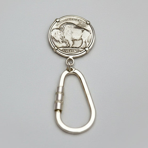 Native American & Buffalo Sterling Silver Keyring