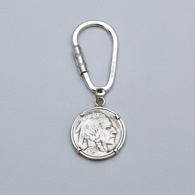 Native American & Buffalo Sterling Silver Keyring