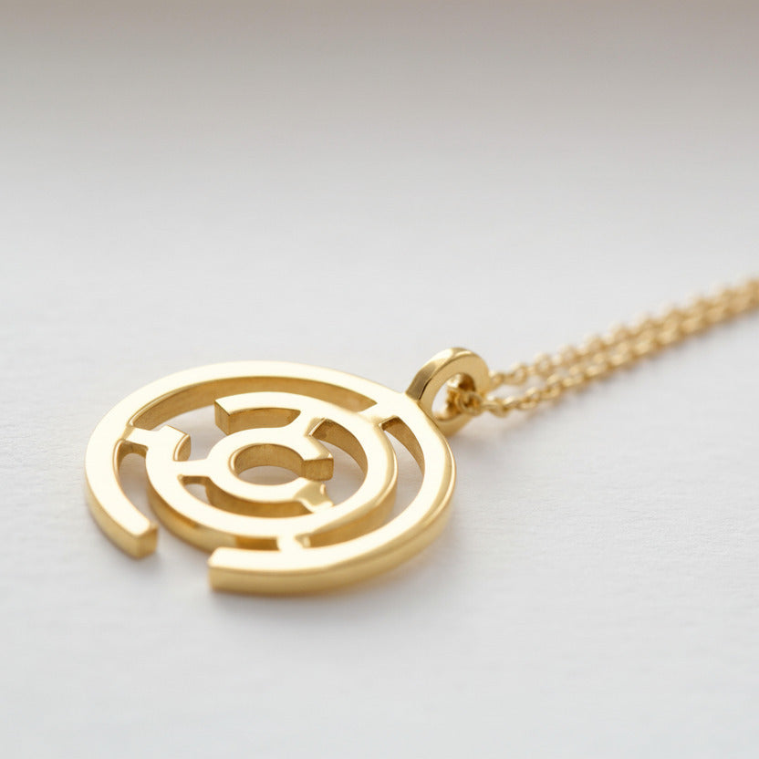 open circles puzzle designer pendant necklace in 18 carat yellow gold vermeil