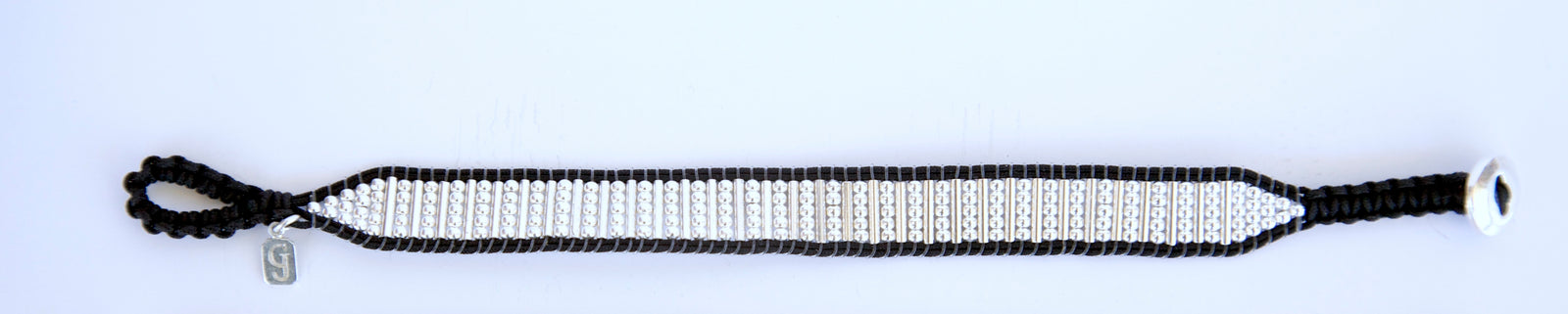 Scintillating Sterling Silver Beaded Bracelet in black