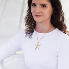 Large Starfish Pendant Necklace 18Ct Yellow Gold Vermeil