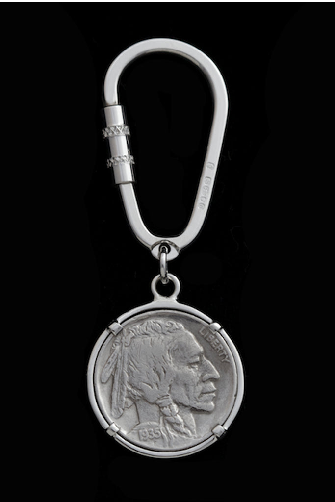 Native American Head/Buffalo Nickel & Sterling Silver Keyring