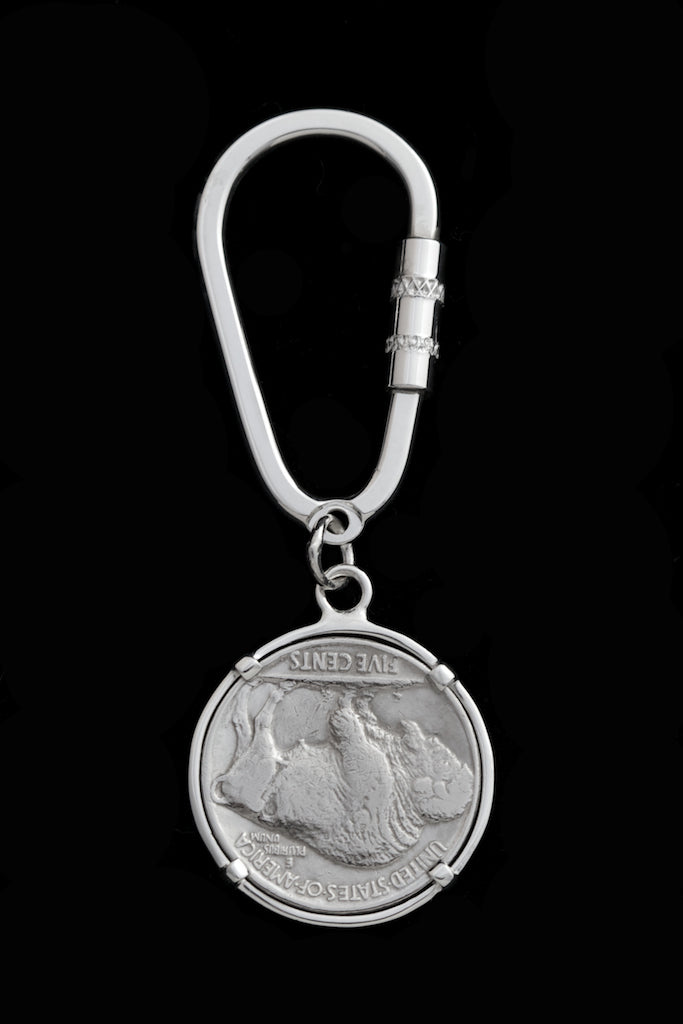 Native American Head/Buffalo Nickel & Sterling Silver Keyring