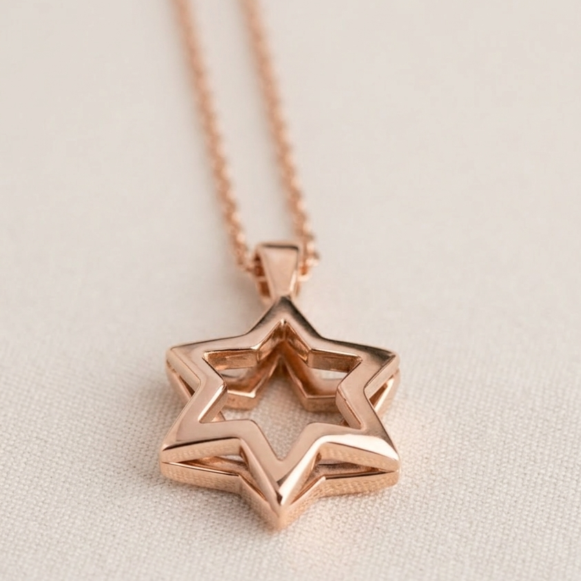 Elegant Cushioned Rose Gold Star Pendant Necklace