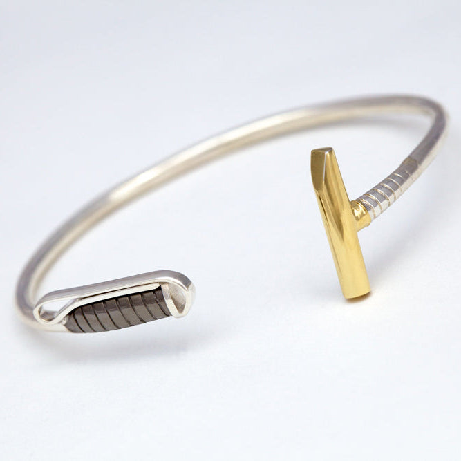 18 Carat Yellow Gold Vermeil Black Rhodium Polo Stick Bracelet
