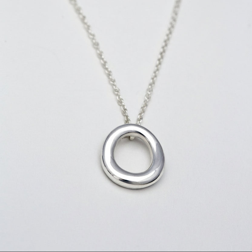 Elegant stylish Hug necklace pendant. Letter O .Sterling silver