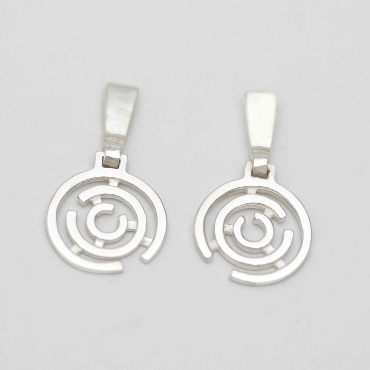 Geometric Contemporary Circular Sterling Silver Hinged Stud Earrings 