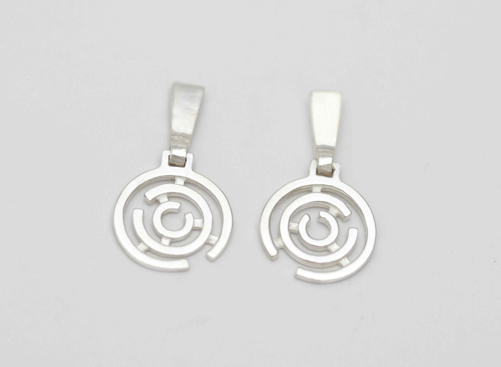Geometric Contemporary Circular Sterling Silver Hinged Stud Earrings 
