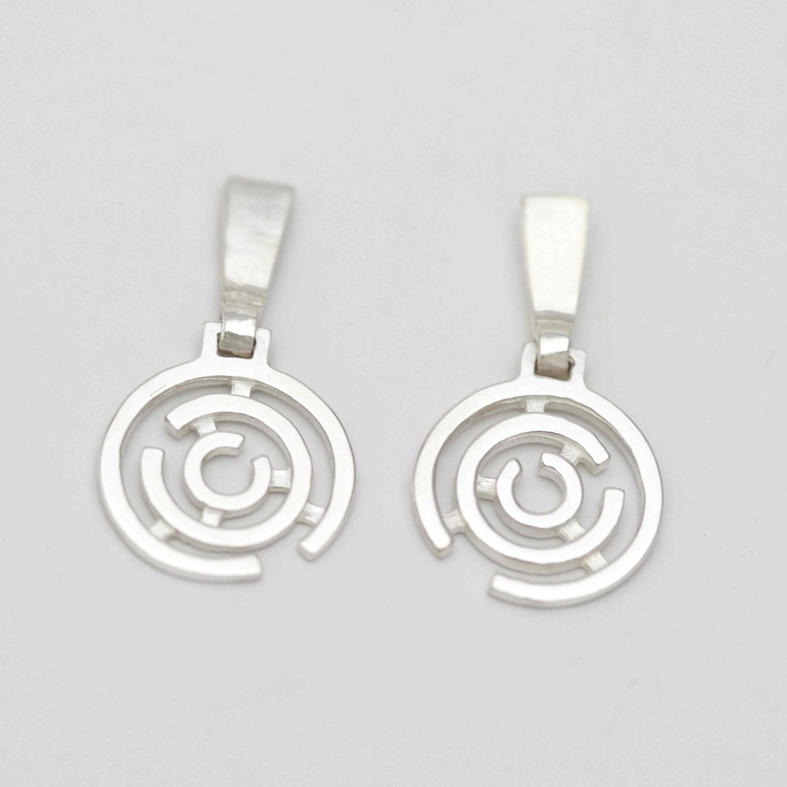 Geometric Contemporary Circular Sterling Silver Hinged Stud Earrings 