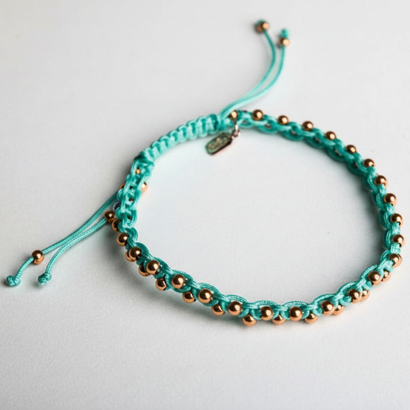 Real Rose Gold Turquoise Beaded shambala Bracelet perfect girl gift