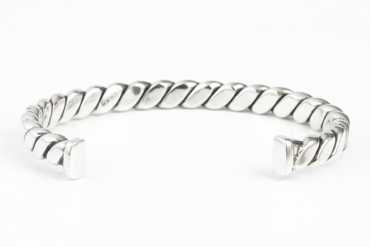 Sophisticated Hand-wrought Sterling Silver Bangle Bracelet Banglet for him or her