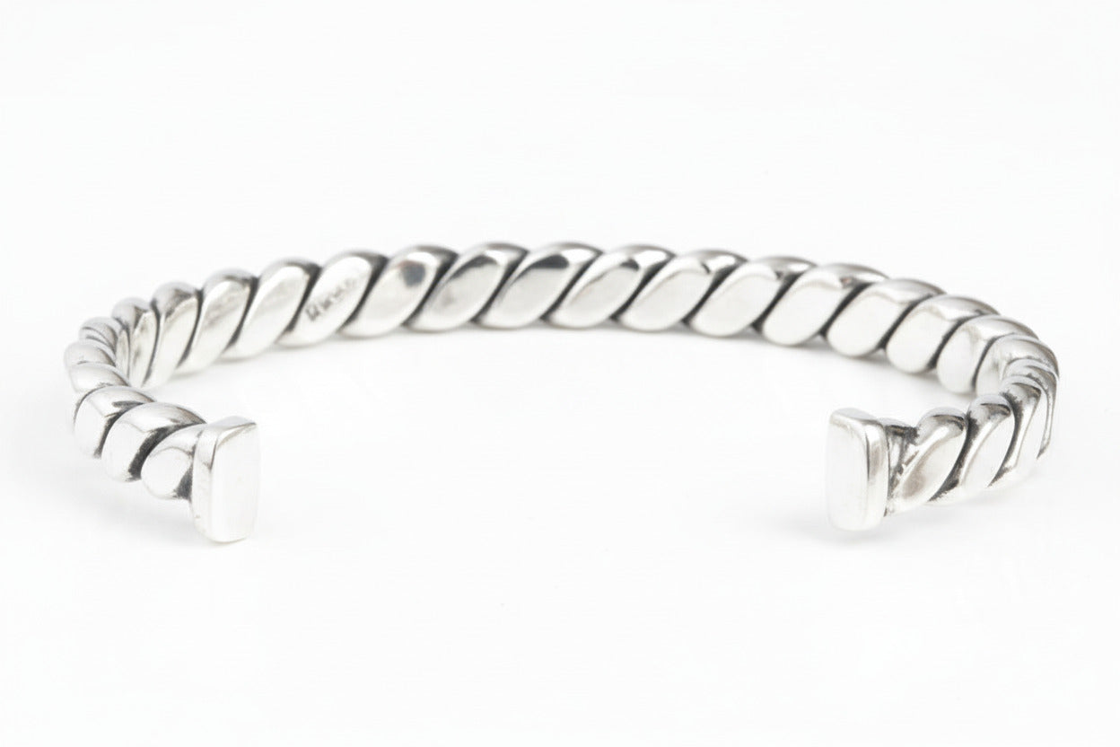 Sophisticated Hand-wrought Sterling Silver Bangle Bracelet Banglet for him or her