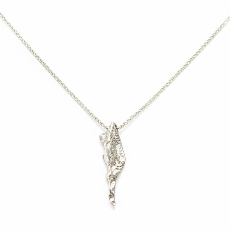 Contemporary organic asymmetrical pendant necklace in solid Sterling silver