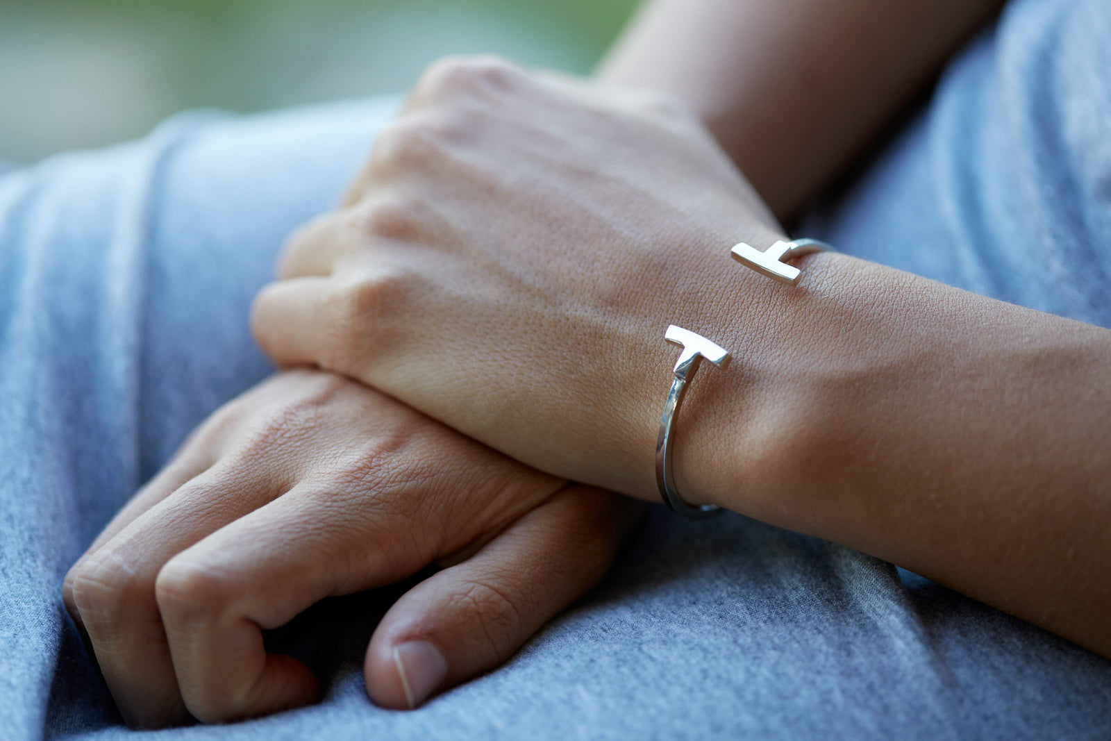 Curved T-Bangle Bracelet