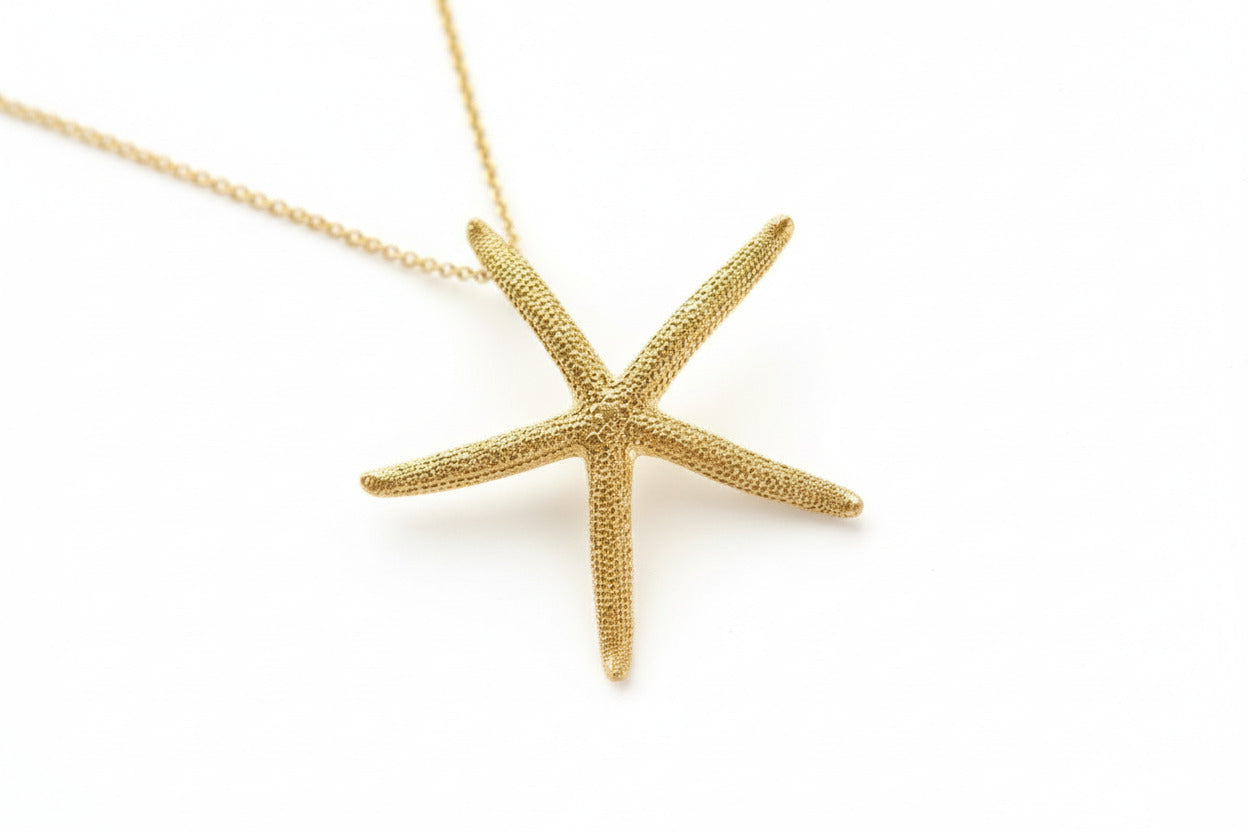 Large Starfish Pendant Necklace 18 carat Yellow or Rose Gold Vermeil