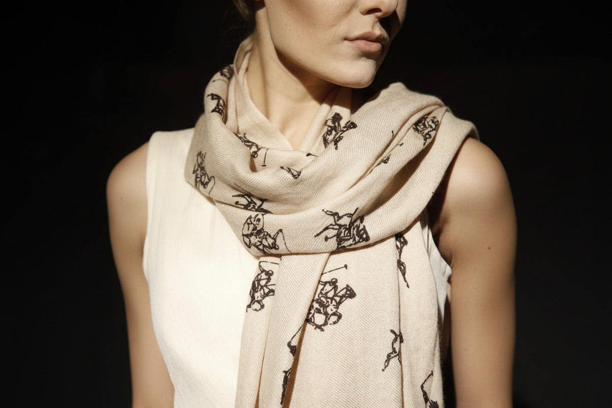 Polo themed luxury pashmina shawl