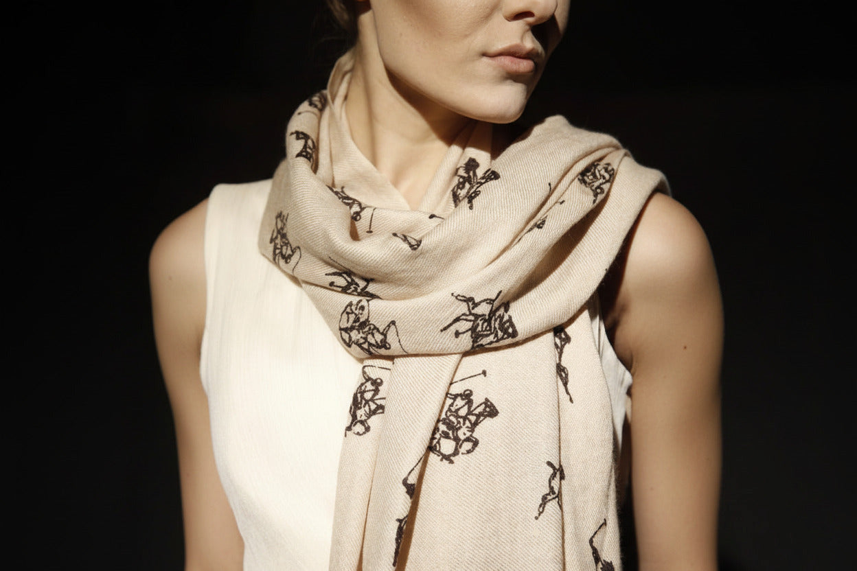 Polo themed luxury pashmina shawl