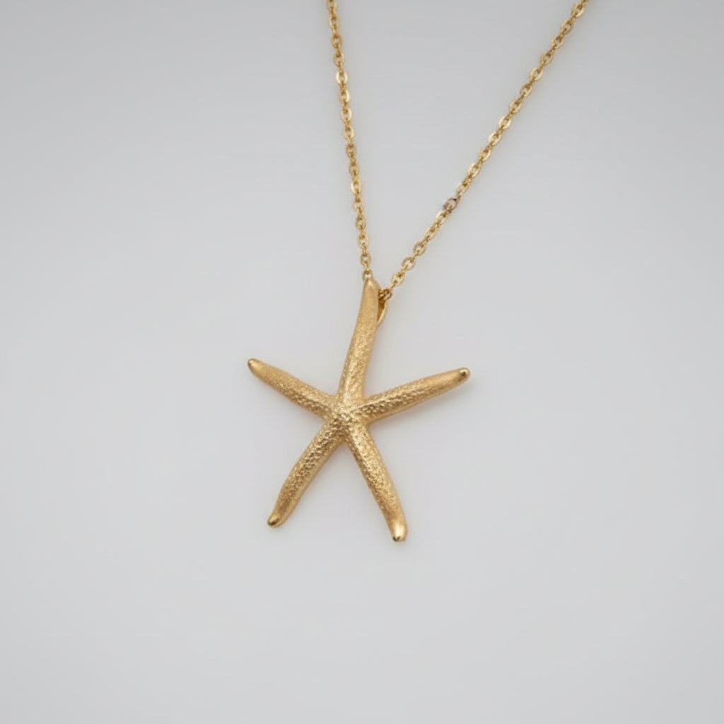 Large Starfish Pendant Necklace 18Ct Yellow Gold Vermeil